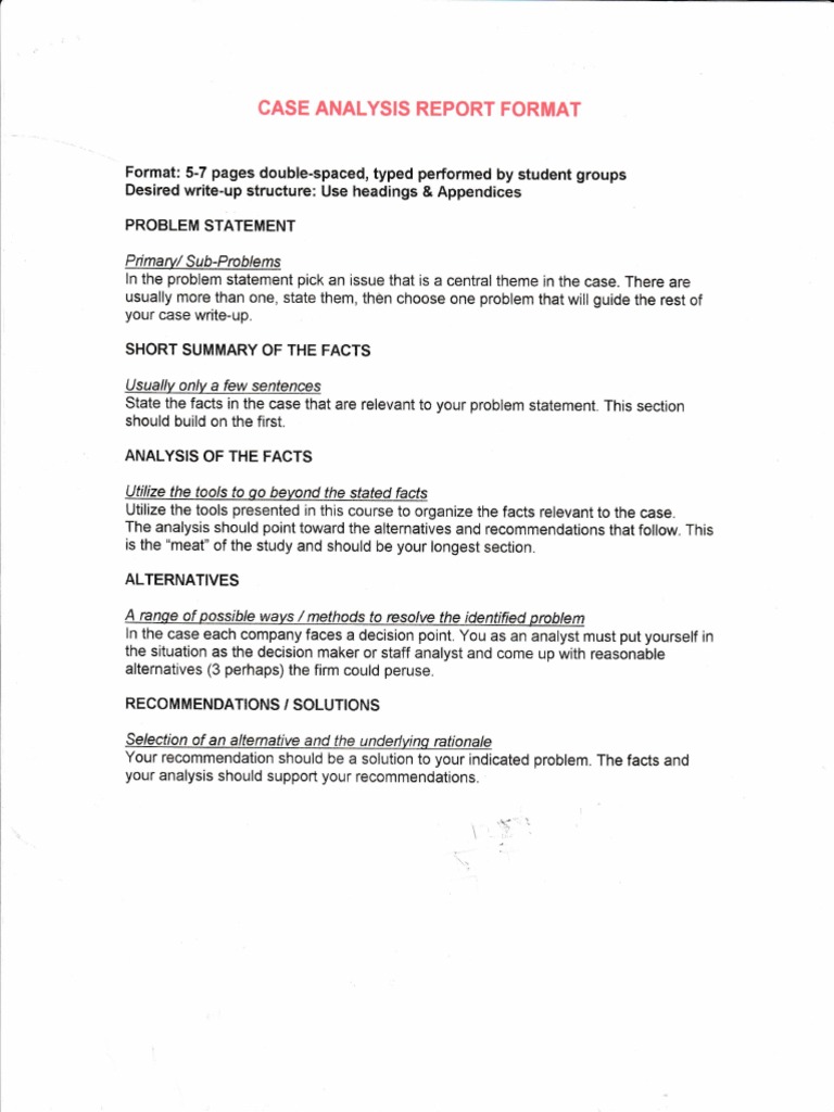Case Analysis Report Guidelines | PDF | Career & Growth