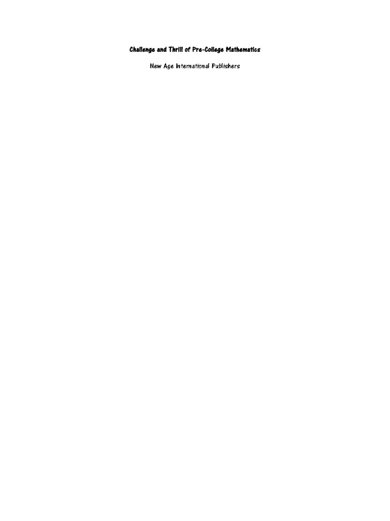 Pre-College Mathematics Overview | PDF