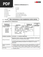 SESIÓN DE APRENDIZAJE N° 1 PS Nos conocemos y nos aceptamos como somos