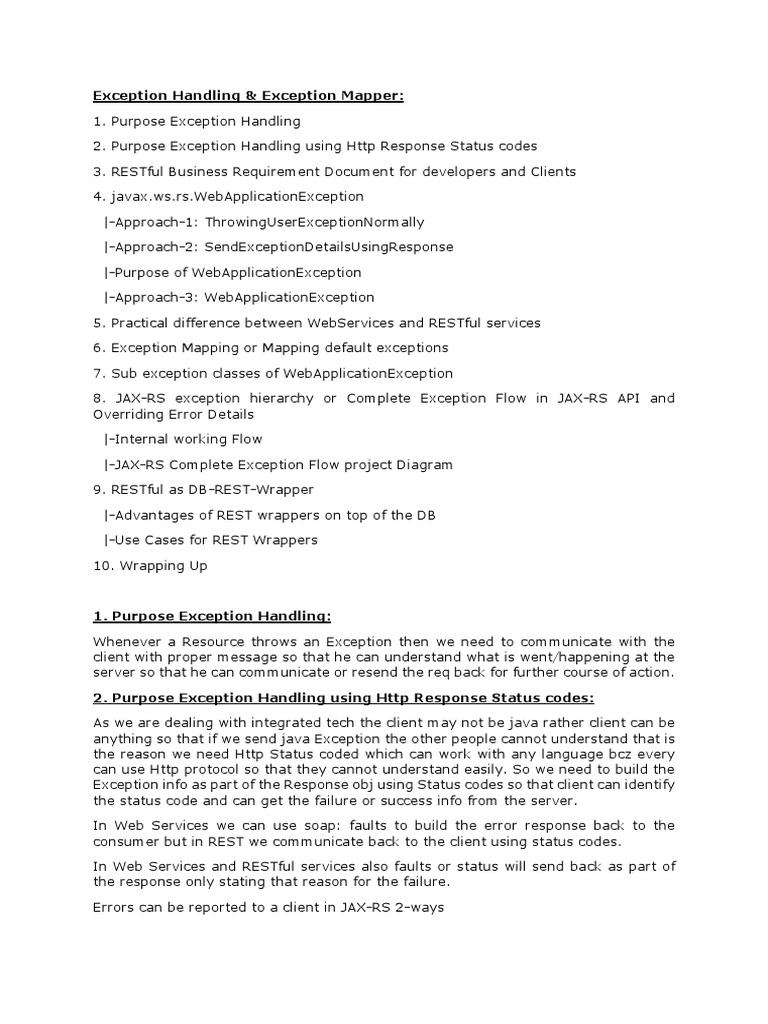 Exception Handling & Exception Mapper PDF Inheritance (Object