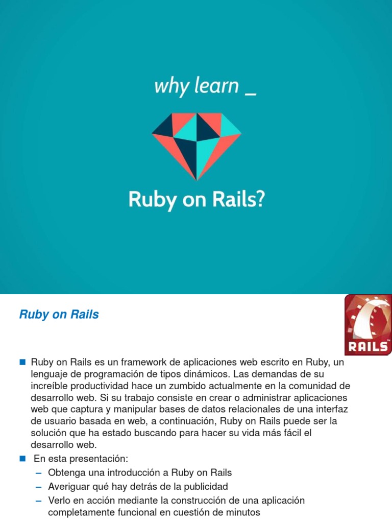 Introducción a Ruby on Rails | PDF | Ruby (lenguaje de programación ...