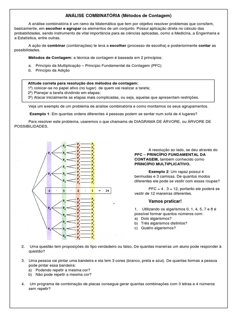 Métodos de Contagem em Análise Combinatória | PDF | Combinatória ...