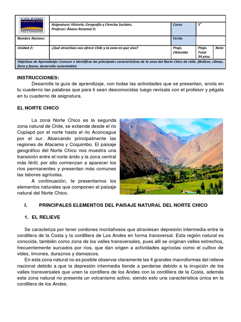 Características del Norte Chico de Chile | PDF | Andes | Ciencias de la ...