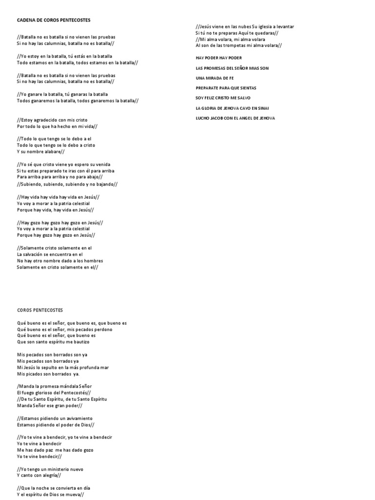 Cadena De Coros Pentecostales Pdf Pentecostés Cristo Título