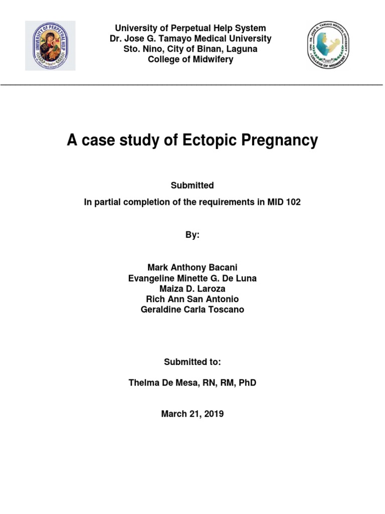 A Case Study of Ectopic Pregnancy PDF Health Sciences Diseases