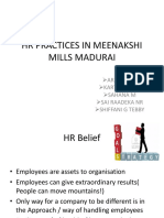 HR Practices in Meenakshi Mills Madurai: by Aravind M Karthipriya S Sahana M Sai Raadeka NR Shiffani G Tebby