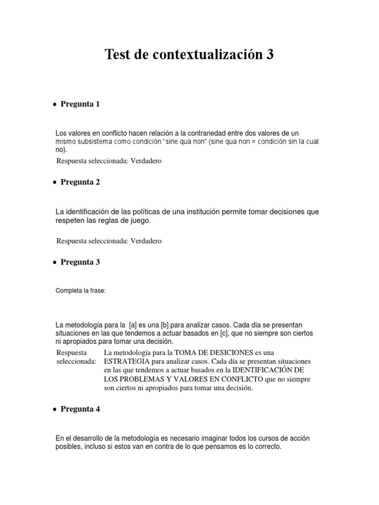Test de Contextualización 3 | PDF | Crecimiento personal y profesional ...