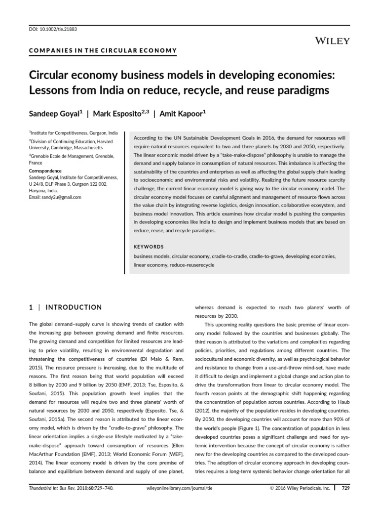 Circular Economy Business Models in Developing Economies | PDF ...