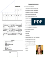 Yesterday Biography of Jennifer Aniston: Type The Past Tense Form of The Verbs in The Boxes Below