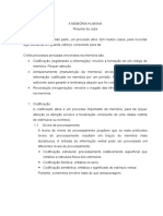 Memória Humana Processos Codificação Armazenagem Recordação