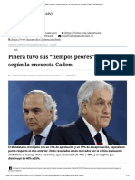 Piñera Tuvo Sus "Tiempos Peores" en Julio Según La Encuesta Cadem