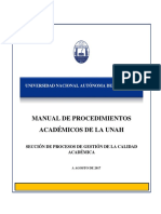 Manual de Procedimientos Academicos UNAH Gestion de La Calidad Academica