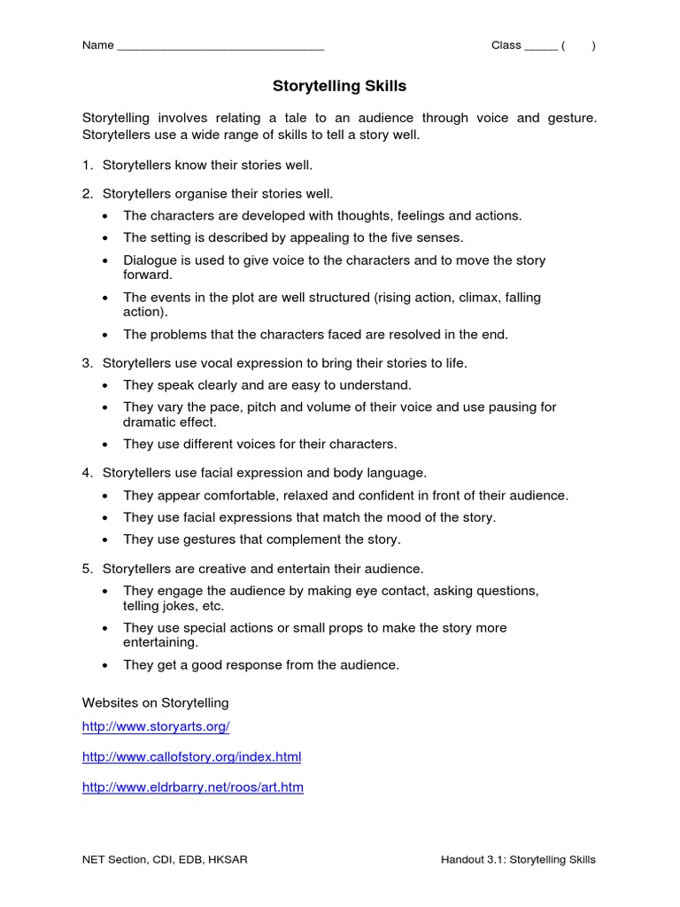 Essential Storytelling Skills Guide | PDF | Language Arts & Discipline