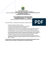 Documentos Necessarios Para Realizacao Da Matricula - ProITEC 2012