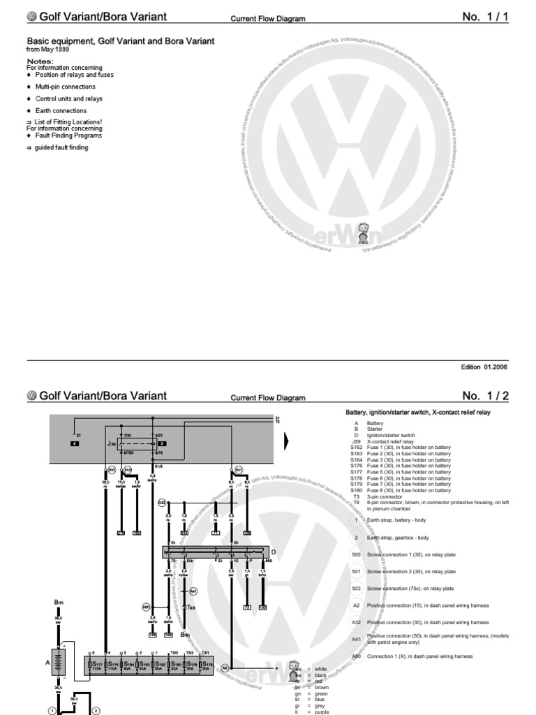 Volkswagen Golf 4 Electrical Wiring Diagrams PDF PDF Cars Of