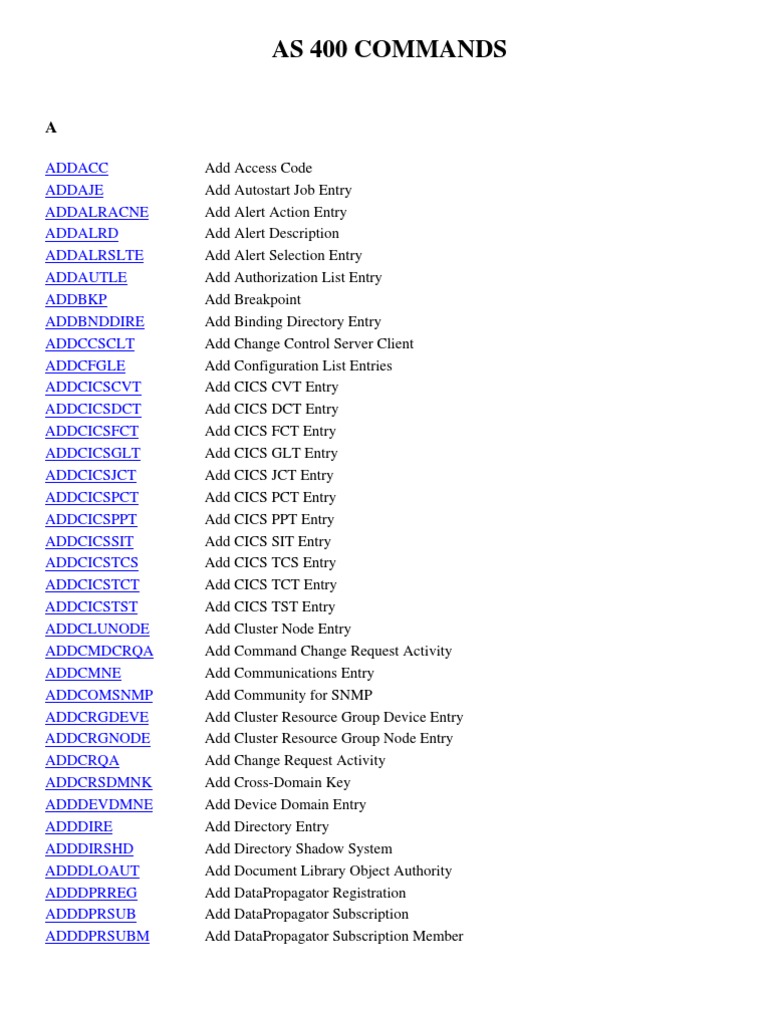 As400 Commands PDF Transmission Control Protocol Computer Network