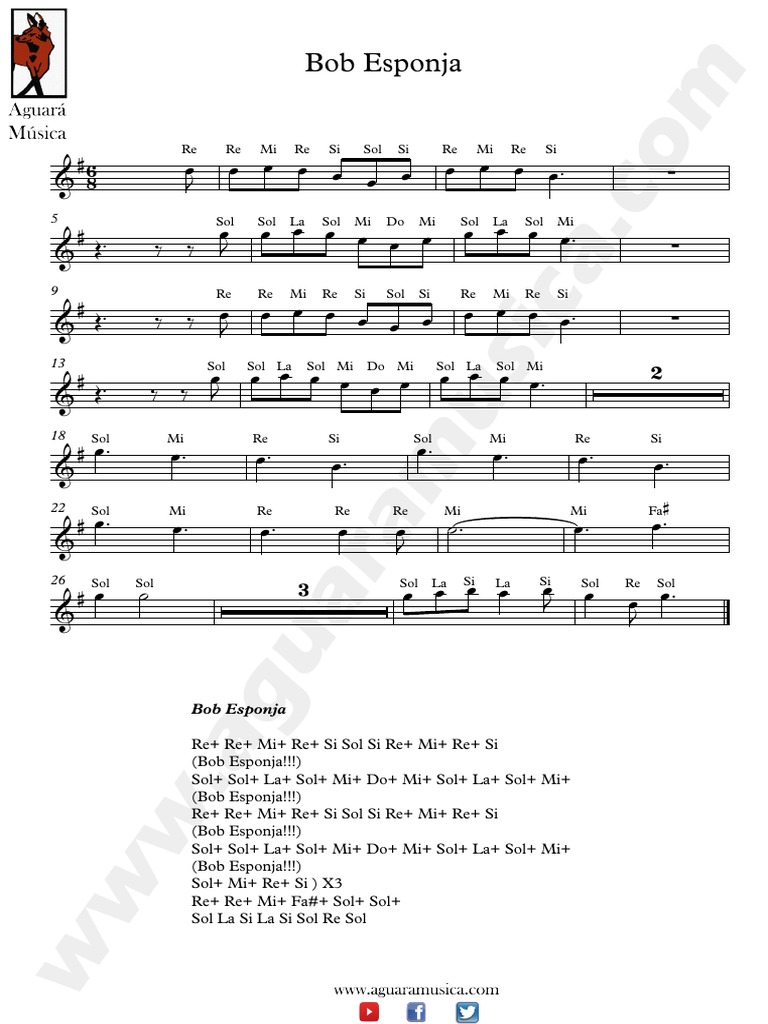 Bob Esponja - Partitura Completa | PDF | Natureza, image size:768x1024