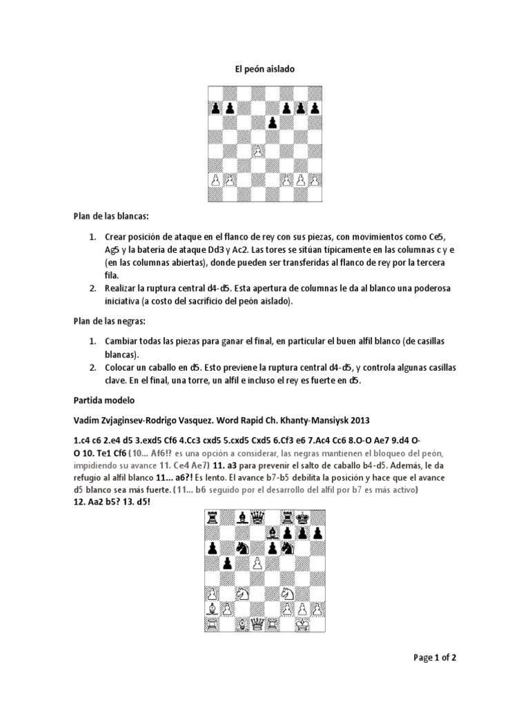 El Peon Aislado | PDF | Ajedrez | Aperturas de ajedrez