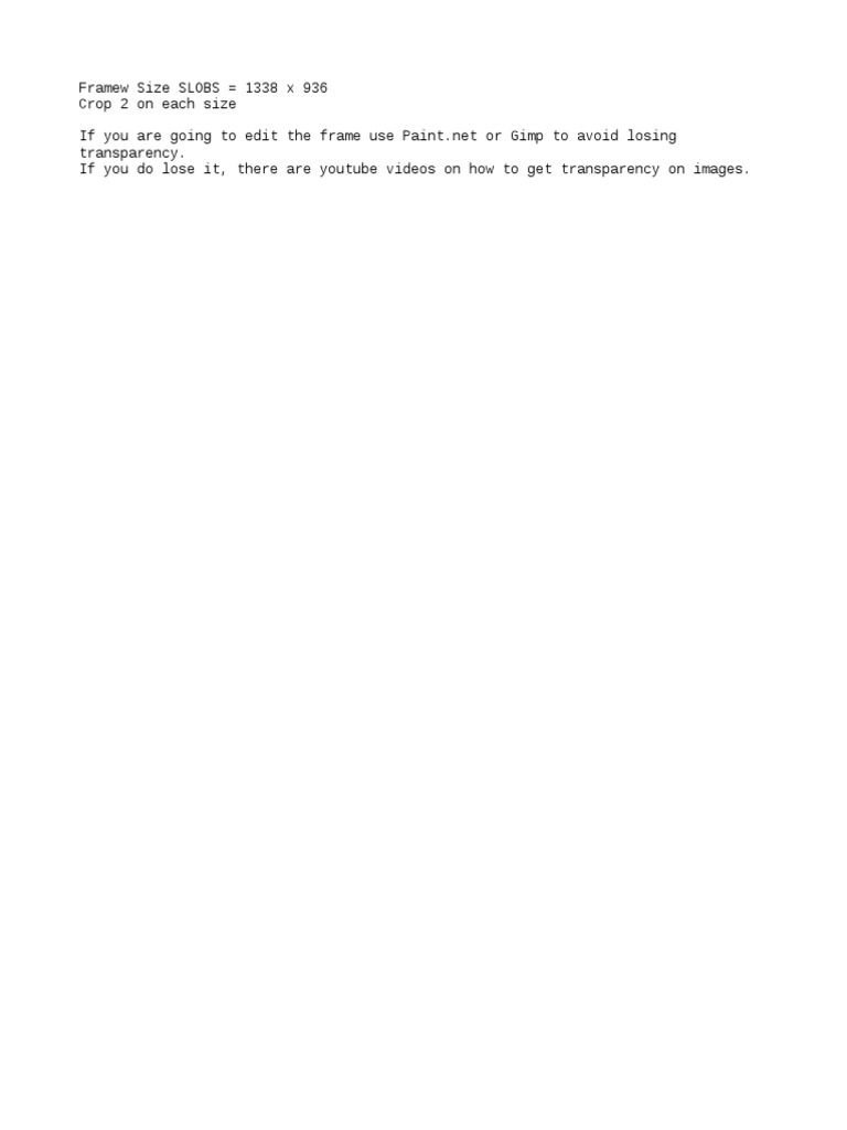 Table Frame Size PDF