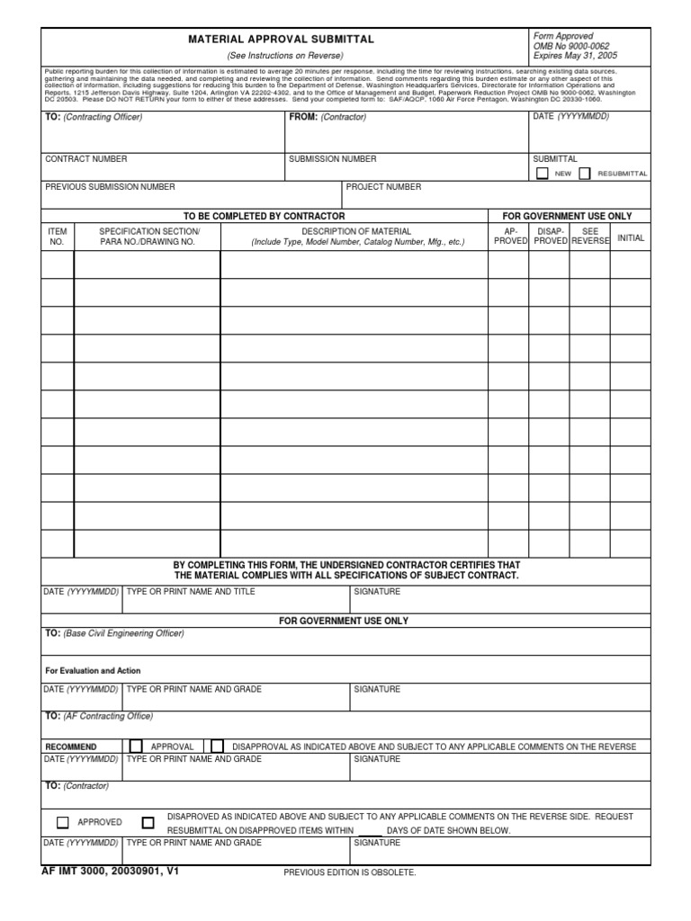 Material Approval Submittal Yyyymmdd Download Free Pdf