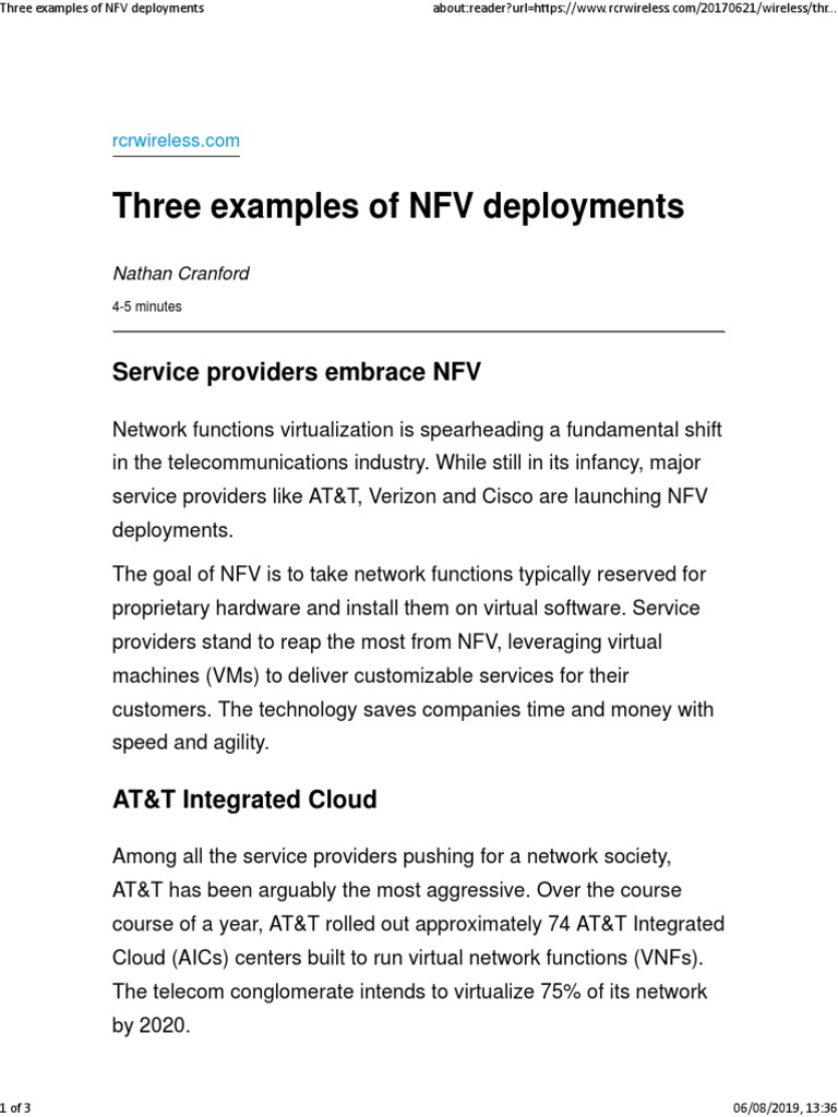 Three Examples of NFV Deployments | PDF | Open Stack | Networks