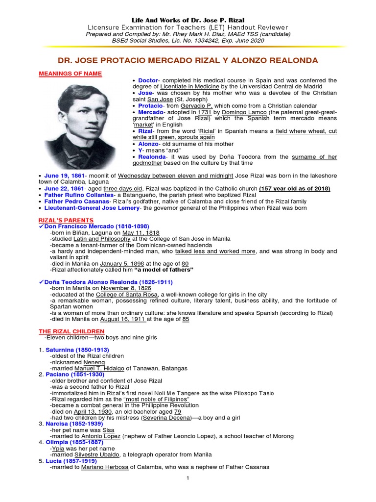 Dr. Jose Rizal: Life and Legacy | PDF | Manila | Philippines