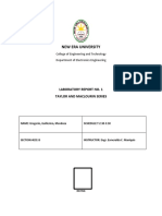 New Era University: Laboratory Report No. 1 Taylor and Maclourin Series