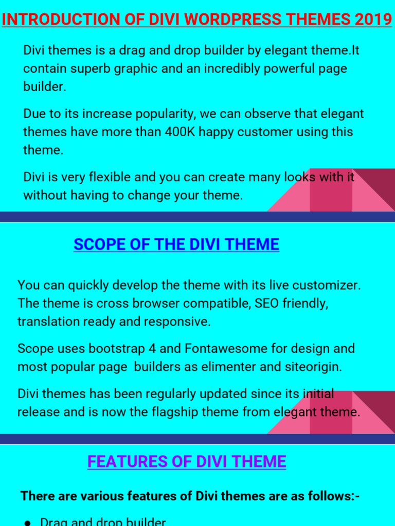 Overview of Divi WordPress Themes 2019 | PDF | Word Press | Software