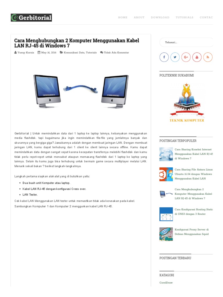 Cara Menghubungkan 2 Komputer Menggunakan Kabel LAN RJ-45 Di Windows 7 ...