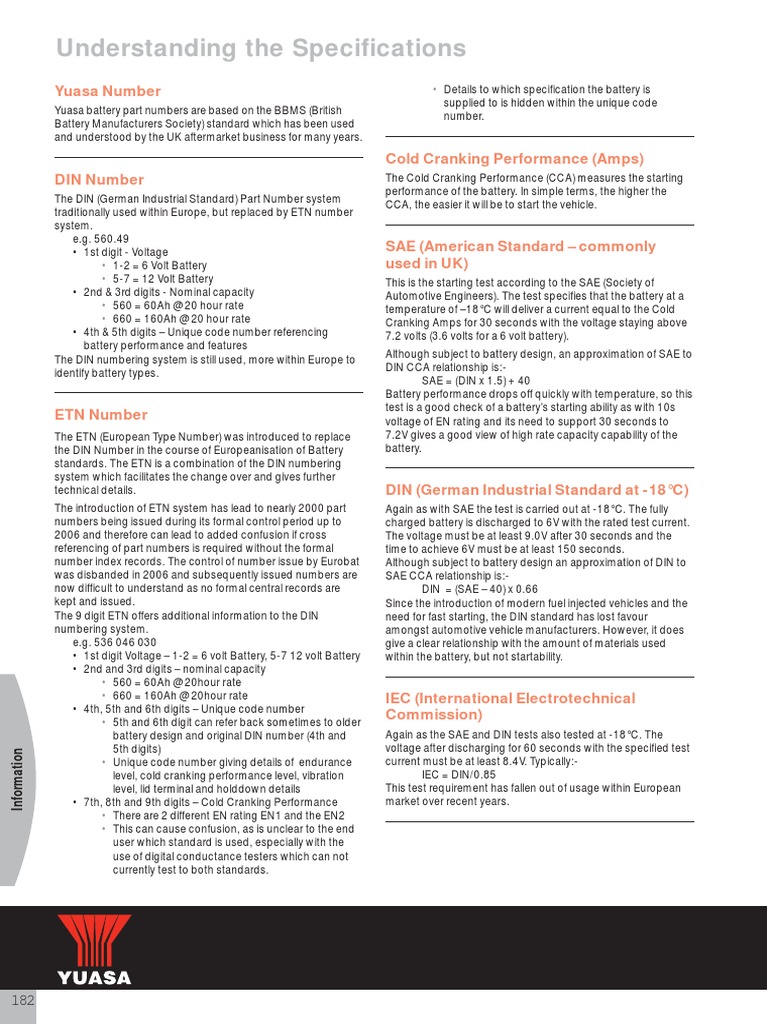Understanding Car Battery Specifications | PDF | Volt | Battery Charger