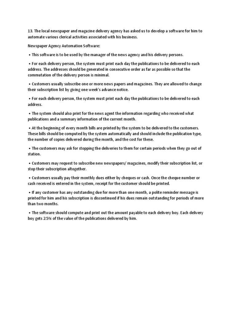 Newspaper Agency Automation Software PDF Subscription Business