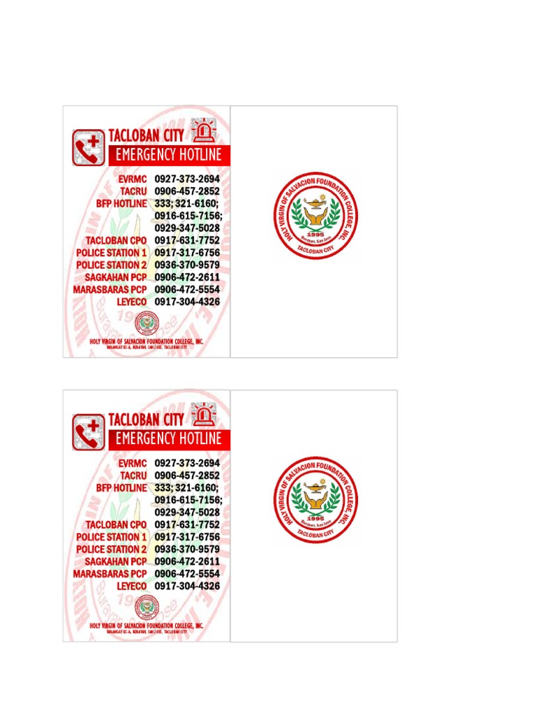 Tacloban City Emergency Hotlines Guide | PDF