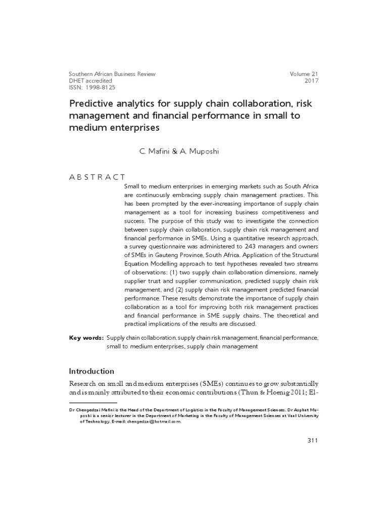 Predictive Analytics For Supply Chain Collaboration, Risk Management ...
