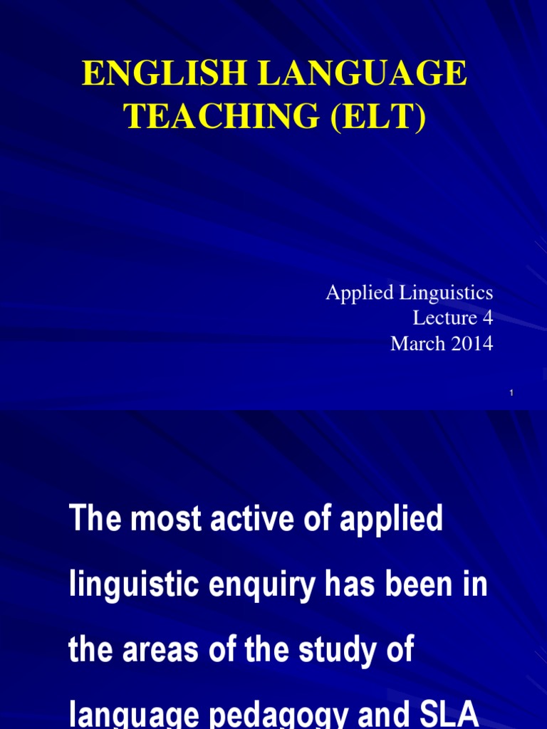 English Language Teaching (Elt) : Applied Linguistics March 2014 | PDF ...