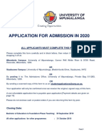 Apply for Admission in 2020