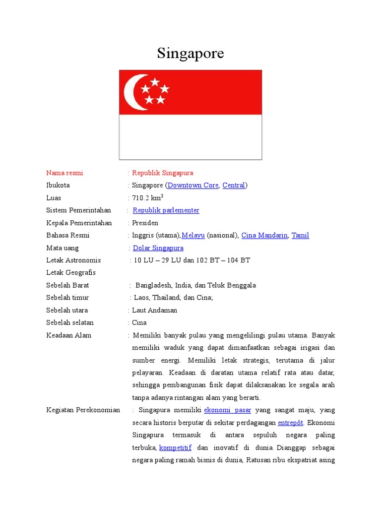 Bahasa Resmi Negara Singapura Adalah