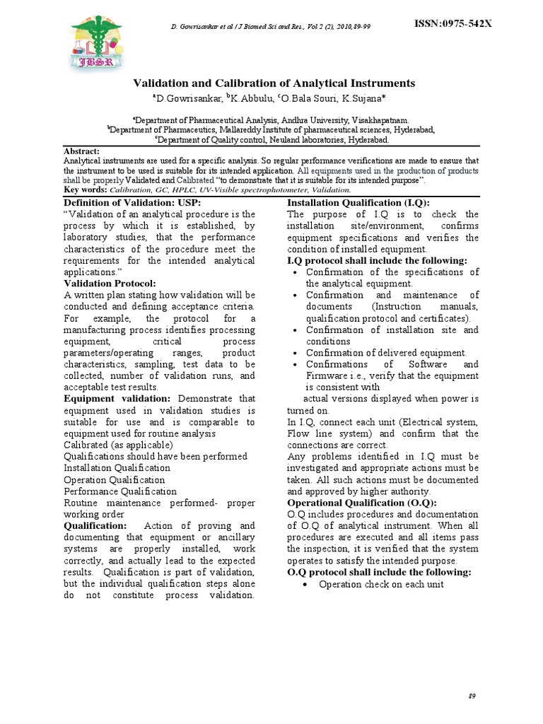 Analytical Instrument Validation PDF | PDF