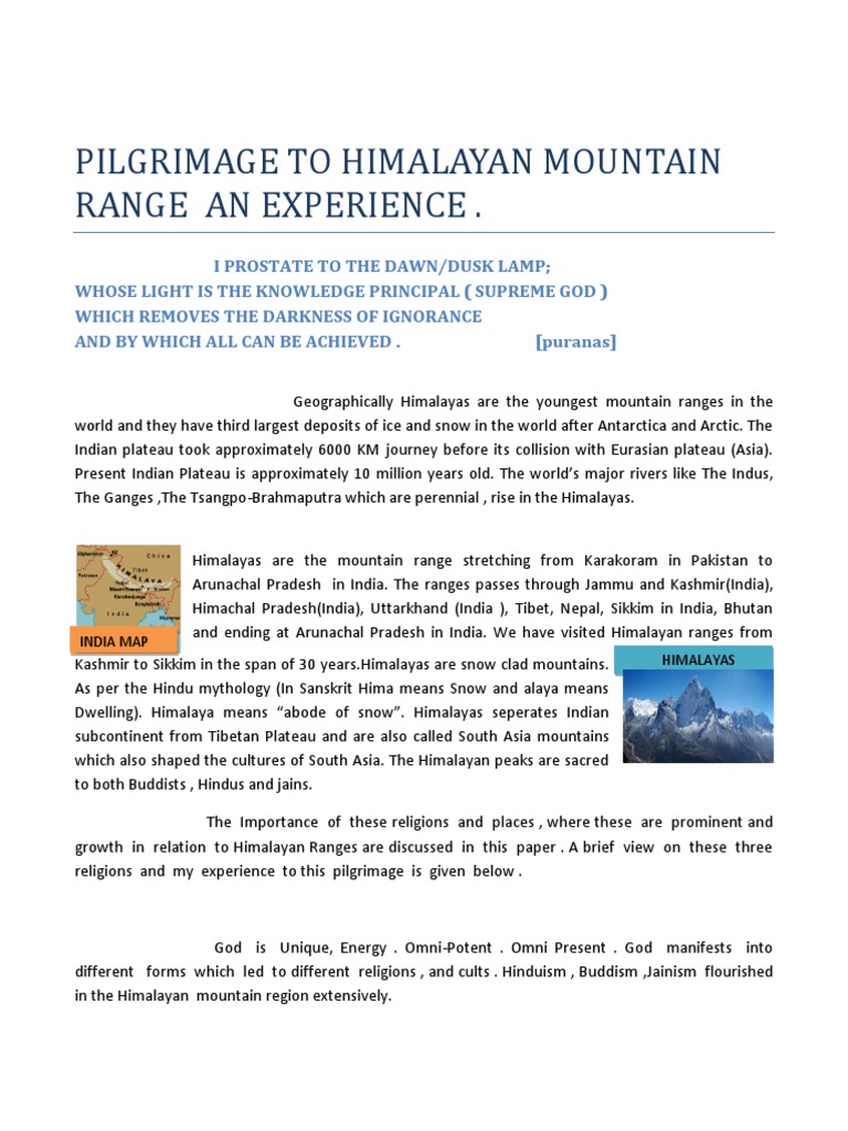 Pilgrimage To Himalayan Mountain Range PDF | PDF | Himalayas | Indian ...