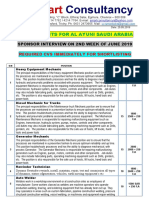 Requirements For Al Ayuni Saudi Arabia: Sponsor Interview On 2Nd Week of June 2019