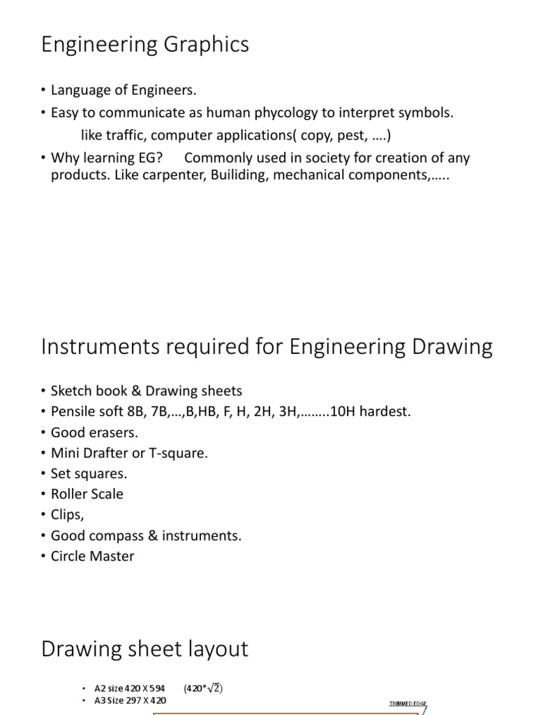 Engineering Graphics Lecture 1 | PDF | Screw | Drawing