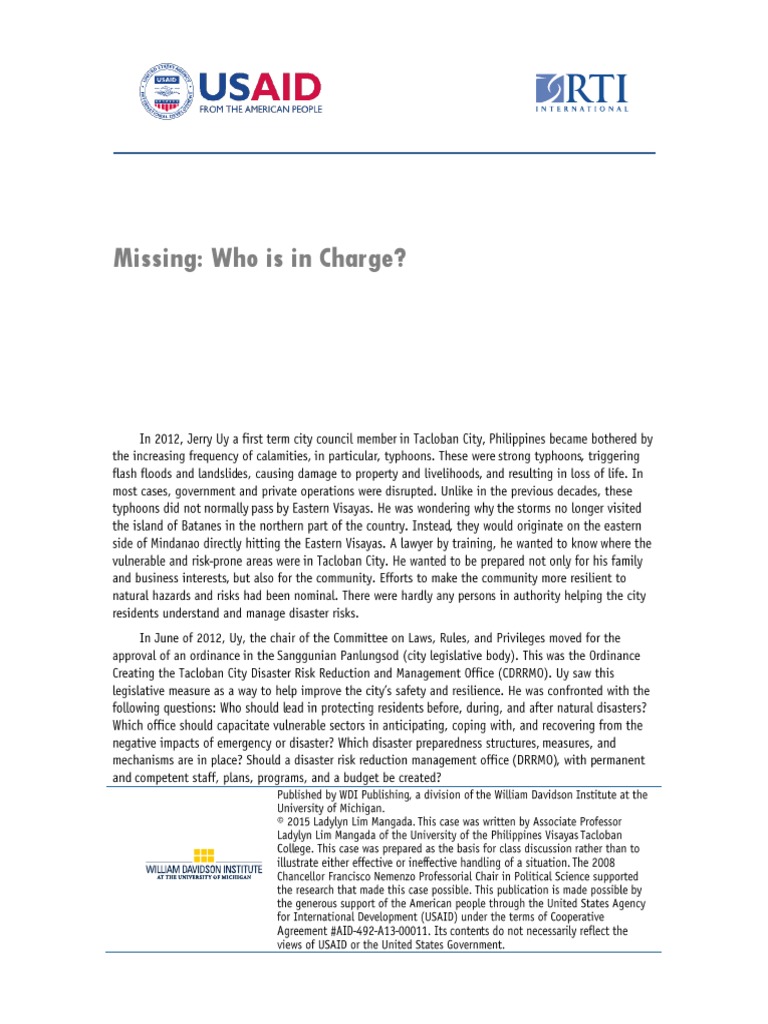 Missing: Who Is in Charge? | PDF
