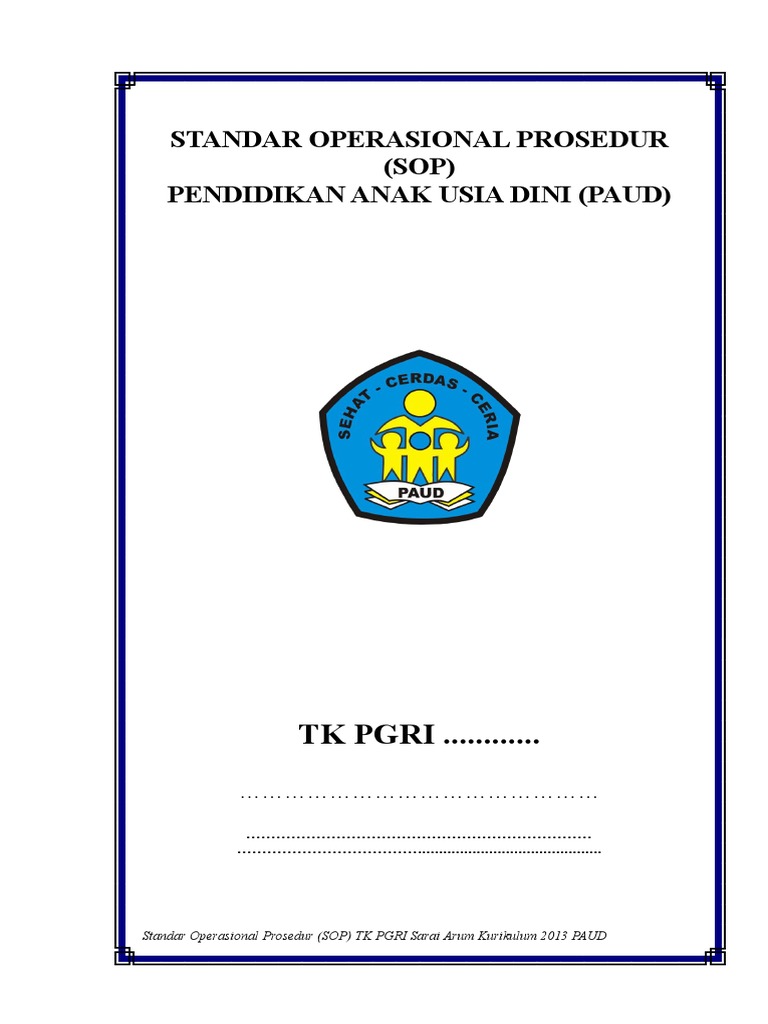 Sop Standar Operasional Prosedur Paud Ktsp Paud Tk 2019