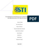 The Relationship Between Work Immersion To The Academic Performance of Grade 12 Senior High School Students at STI College Meycauayan S.Y. 2018-2019