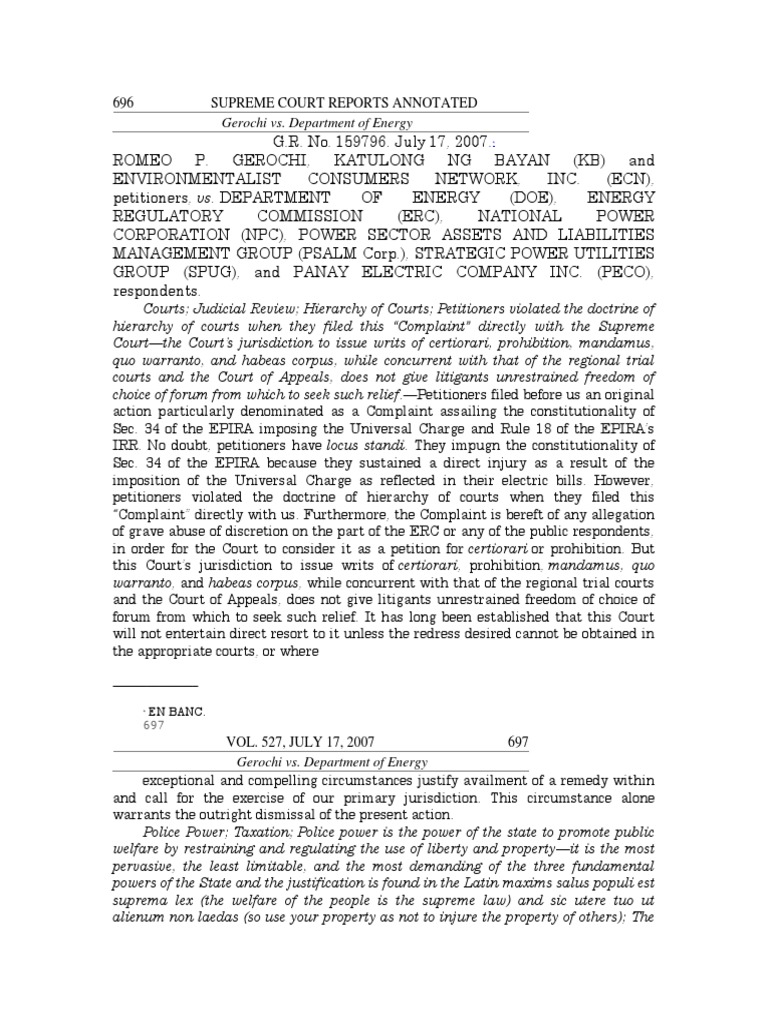 Gerochi vs. Department of Energy PDF Mandamus Writ Of Prohibition