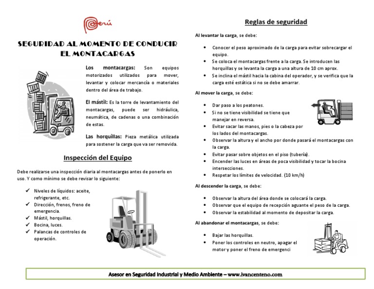 Reglas de Seguridad para Montacargas | PDF | Máquina elevadora | Vehículos