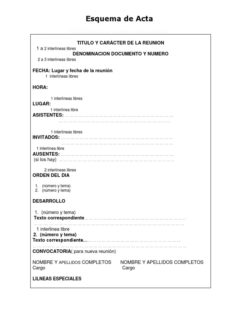 Esquema de Acta de Reunión | PDF