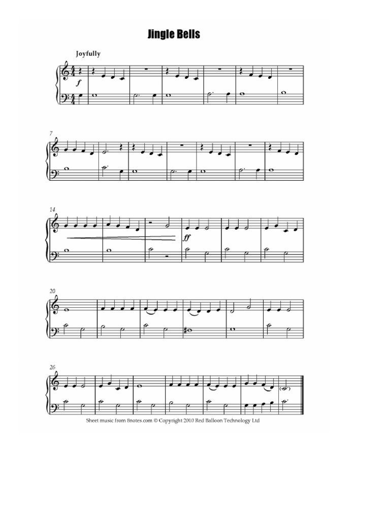 Jingle Bells (Easy) Sheet Music For Piano PDF PDF