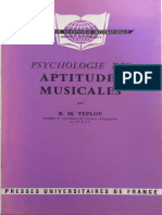 Psychologie Des Aptitudes Musicales - Teplov