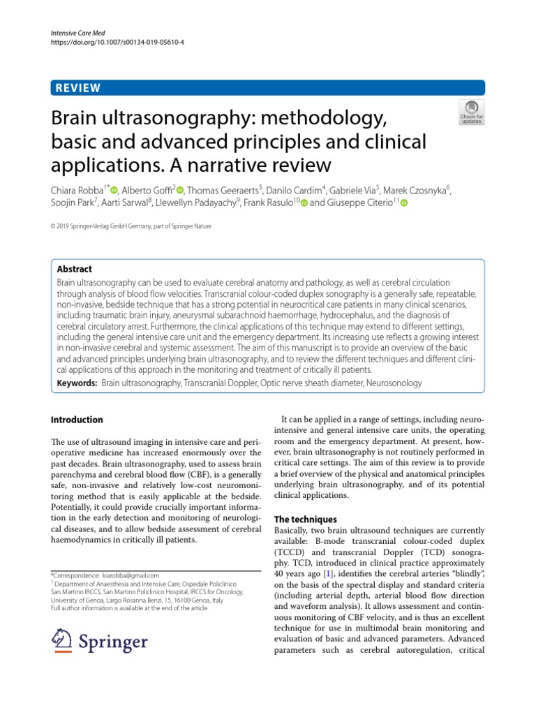 Brain Ultrasonography: Methodology, Basic and Advanced Principles and ...