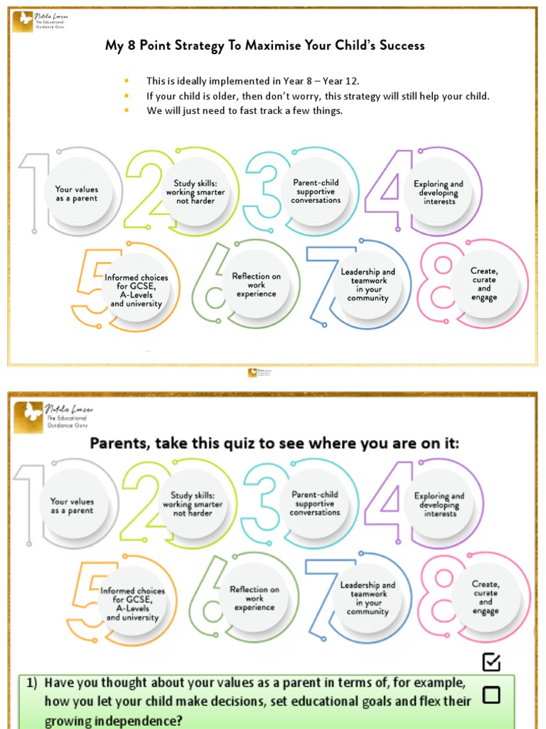 Maximizing Your Child's Success An 8Point Strategy for Parents to